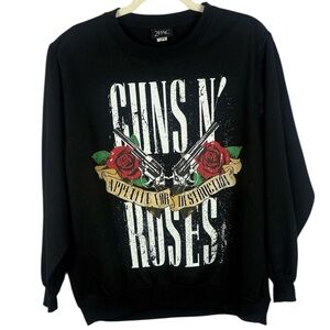 Guns n Roses 2pac Band XS Long Sleeve Oversize Sweatshirt Black Graphic Crewneck